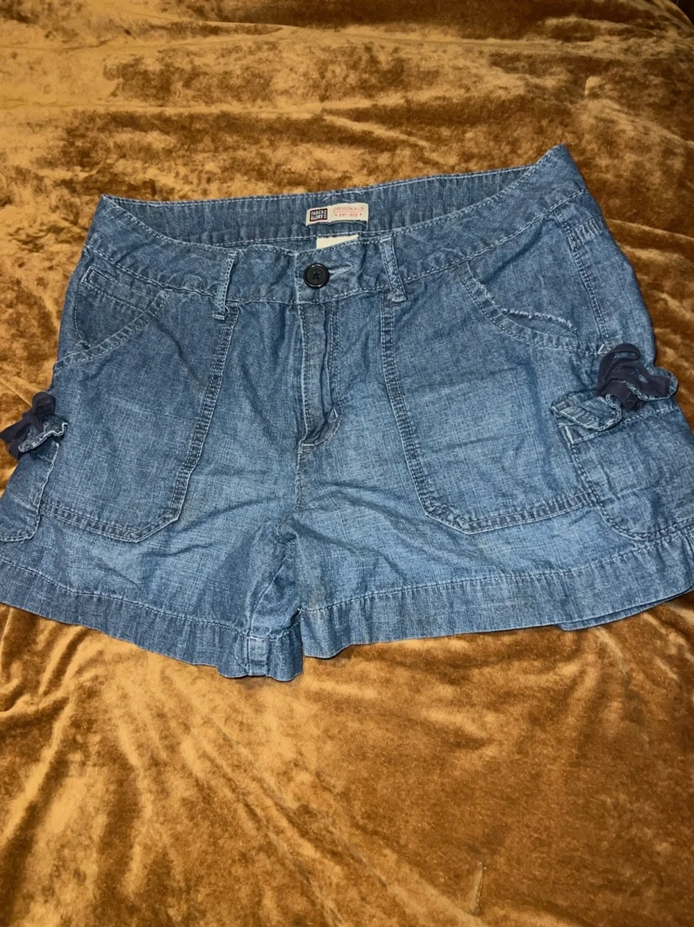 Faded Glory Blue Denim Casual Shorts with Side Bows